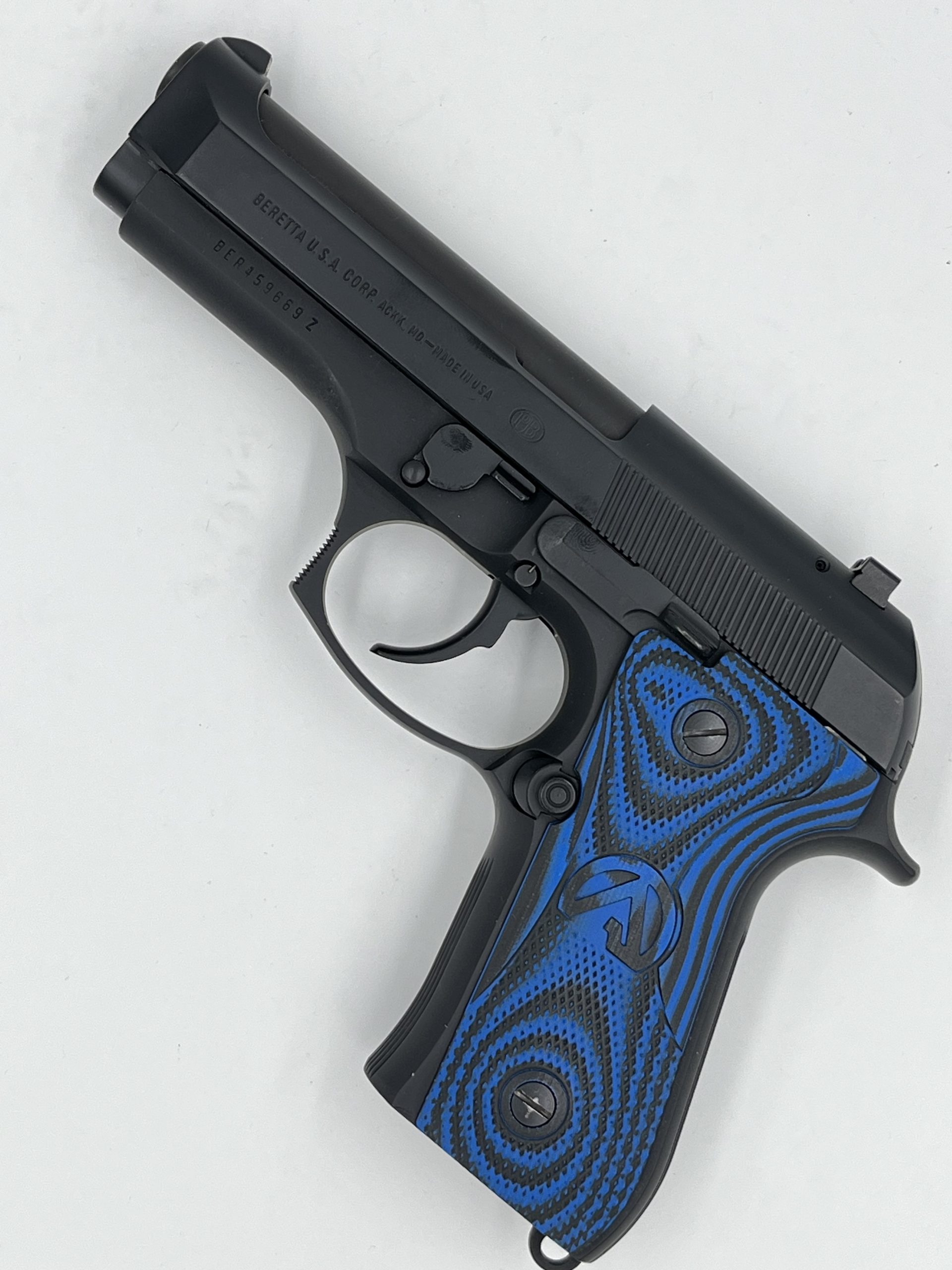 AGW Logo G10 Blue Grips for Beretta 92/96 Full Size